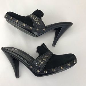 Nike Lab g series black suede studded mules
